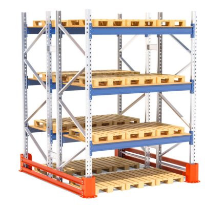 Double pallet rack. 3D rendering isolated on white background